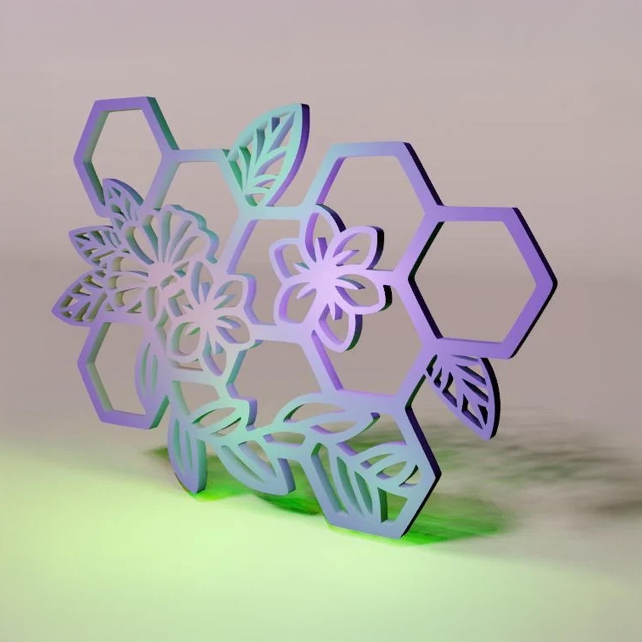 Modern Geometric Floral Wall Art – Hexagonal Bloom Design