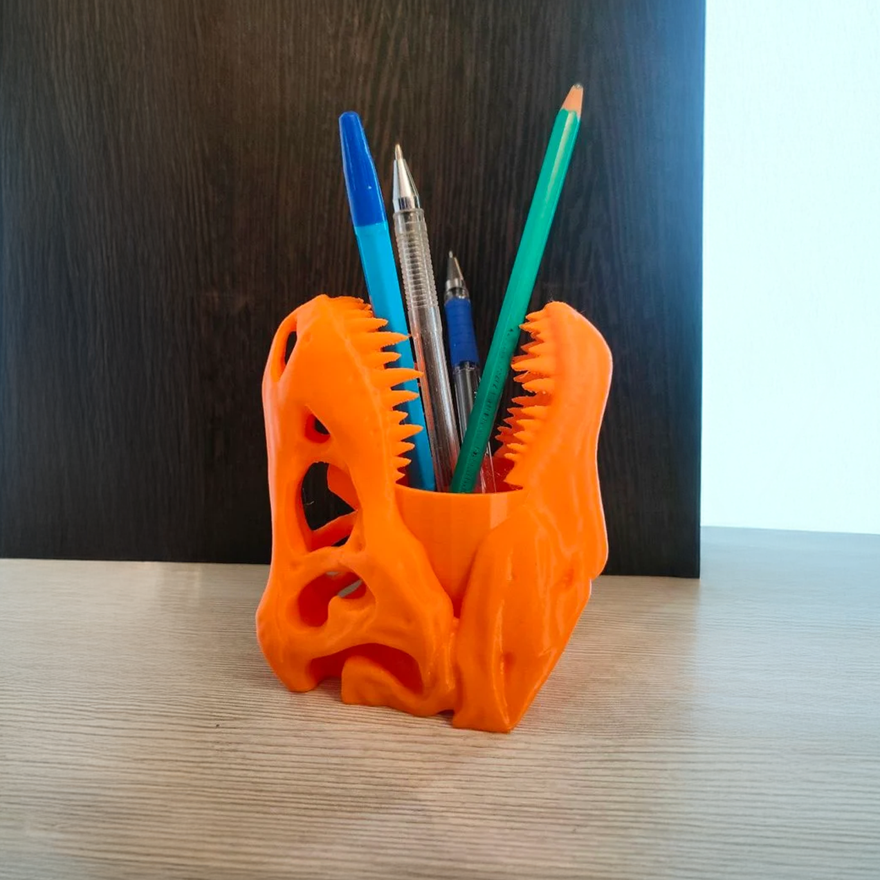 T-Rex Skull Pencil Holder – Fierce & Functional Desk Organizer